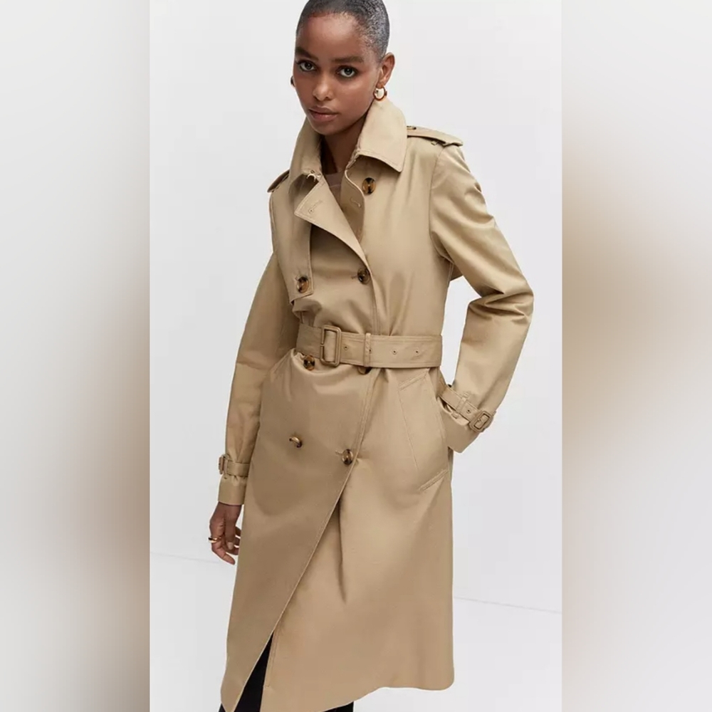 NWT Mango Polana Trench Coat, Medium Brown, XL